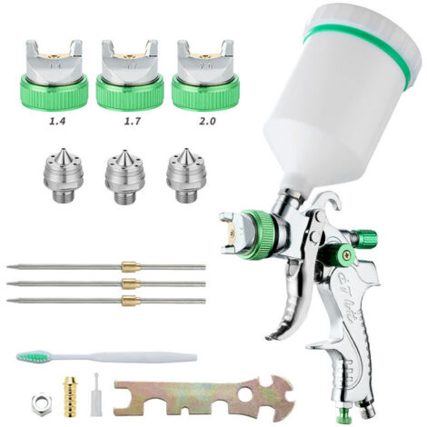Trimec – Pistolet à peinture HVLP 600CC – Alimentation par gravité – 3 pointes de fluide 1,4/1,7/2,0 mm – Pulvérisation précise pour revêtements épais (1/5)