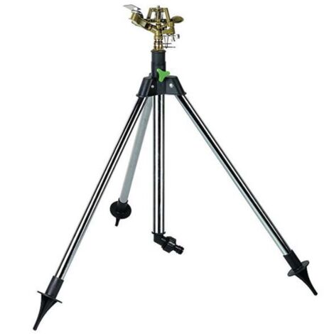 Trimec – Arroseur cracheur métallique sur trépied – Longueur de jet réglable – Secteur réglable 0 à 360° – Pour terrains accidentés (1/4)