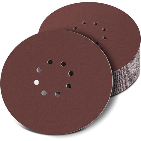 225mm Disque de Ponçage,30 Pcs Disque abrasif circulaire,8 trous Papier abrasif ponceuse,papier abrasif pour ponceuse à sec ponceuse girafe(120 240 grain) GROOFOO (1/5)