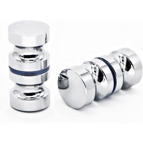 Lot de 2 poignées de porte de douche rondes dos à dos 30 mm pour porte de douche - Poignée de remplacement pour armoire de douche,porte coulissante de salle de bain,finition chromée GROOFOO (1/5)