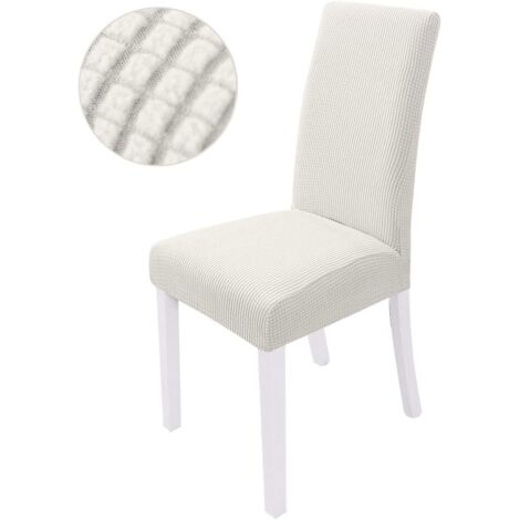 Housses de chaises Extensibles Housse Chaise Salle à Manger Elastique Protege chaises Salle a Manger Antidérapante (Blanc,4pcs) (1/5)