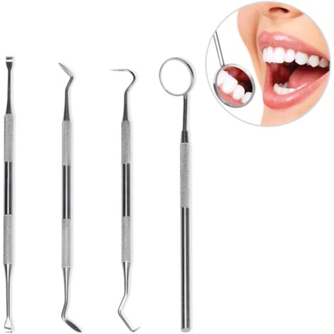 Kit d'hygiène dentaire professionnel - 4 pièces en acier inoxydable