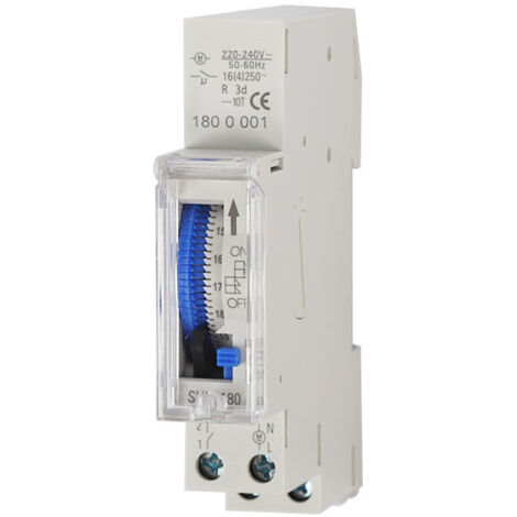 Minuterie mécanique de 24 heures Minuterie minimale de 15 minutes Montage sur rail Batterie intégrée, SUL180a AC220-240V Gris - SUL180a AC220-240V Gris (1/5)