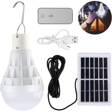 Solaire alimenté Ampoule Led, 12W Lampe Urgence Solaire rechargeable aveCôtélécommande pour extérieur, randonnée, Camping, tente de pêche-Fei Yu (1/5)
