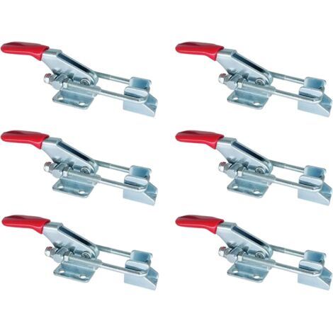 Sauterelles Bascule Pince Métallique Fixer loquet loquets de Serrage, avec Boucle Réglable pour Armoire, Porte, Boîte, Cas sans Serrure ou Poignée Cassée Super Gadget, Paquet de 6, Taille S-Fei Yu (1/5)