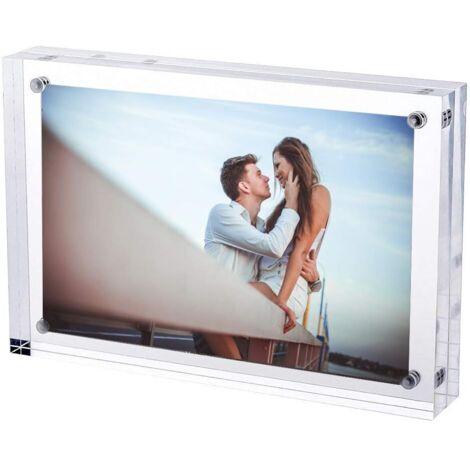 Cadre Photo Acrylique Magnétique - 15cm x 10cm - Bloc d\'Affichage Double Face - Transparent Transparent - Épaisseur 2cm-Fei Yu