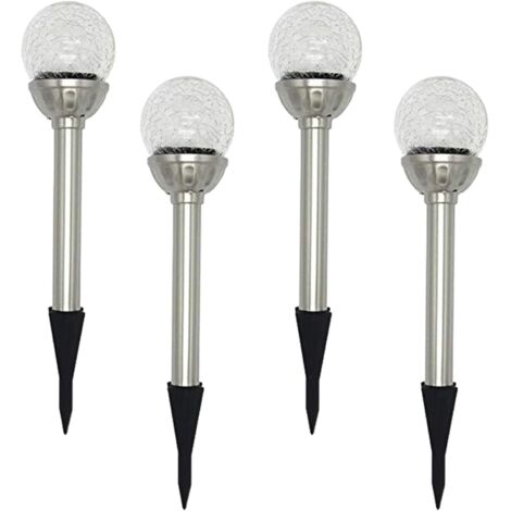 Jardin Lampe Solaire Extérieur, Pack de 4 Lampes à Piquet Solaire à Globe LED RGB 8, Lampe à Boule de Verre Craquelée à Couleur Changeante, Temps de Travail de 6 à 10 Heures-Fei Yu