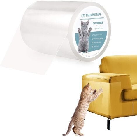 Houhence – Sticker de protection canapé chat anti-griffes – Autocollant transparent en PVC épais – Rouleau 15x300cm pour meubles et surfaces