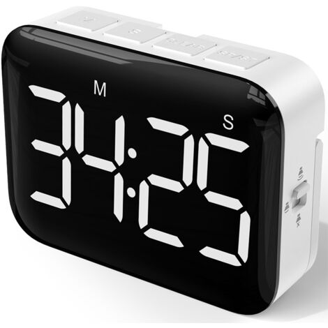 Minuteur de Cuisine Numérique 4 Pouces Grand écran LED Timer Aimanté avec Luminosité et Sonorité Réglables Chronometre Minuterie pour Les Enfant et Anciens - Piles Incluses