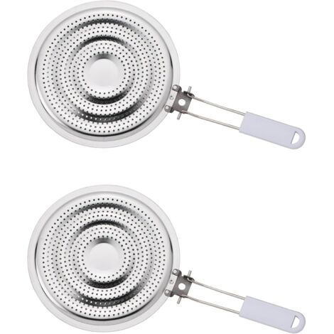 Réducteur de diffuseur de chaleur de cuisine, pare-flamme avec poignée amovible, acier inoxydable, lot de 2