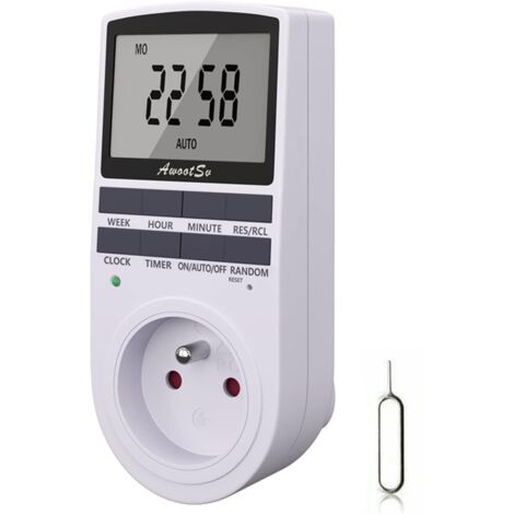 Houhence – Minuterie de prise numérique programmable – Écran LCD 5,7 cm – Mode aléatoire antivol – 10 programmes ON-OFF – Économie d'énergie (1/5)