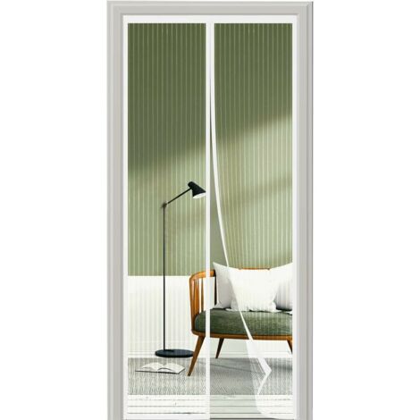 Moustiquaire Porte Fenetre 120x200, Toutes les Tailles de Rideau Moustiquaire Magnétique, Blanc Moustiquaire de Haute Qualité, Facile à Installer, Jouir de l'été (1/5)