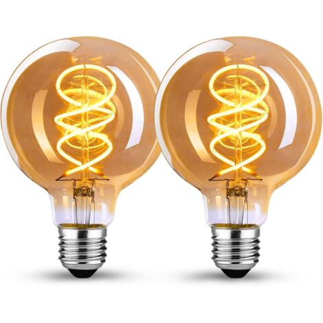 Edison Vintage Ampoule E27, E27 LED Vintage Dimmable 4W Rétro Lampe LED Blanc Chaud 2200K Edison Ampoule E27 Vintage Idéal pour la nostalgie et l'éclairage rétro dans le Home Cafe Bar - 2 pièces (G80 (1/5)