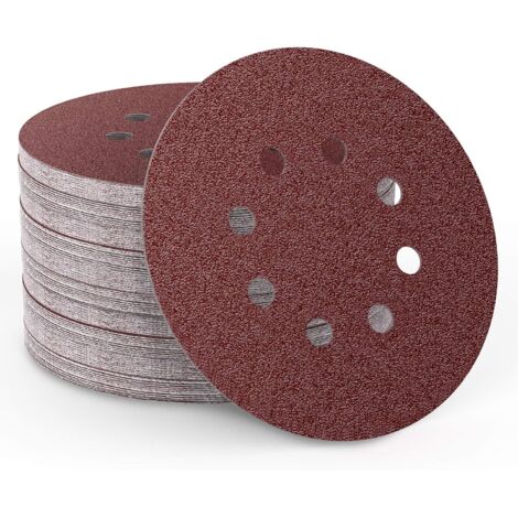 Lot de 80 disques abrasifs 125 mm pour polir le bois et le métal (8 x grain abrasif 40/60/80/100/120/150/180/240/320/400).