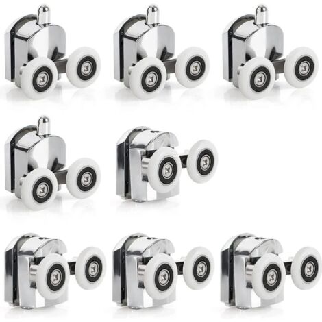 Linghhang – Lot de 8 roulettes pour porte de douche coulissante – Diamètre 23 mm – Alliage de zinc résistant à la corrosion – Installation rapide (1/5)