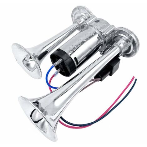 Alovez – Klaxon double 600DB avec compresseur universel – Compatible voitures 12V, motos, camions, trains, bateaux – Son puissant pour sécurité accrue