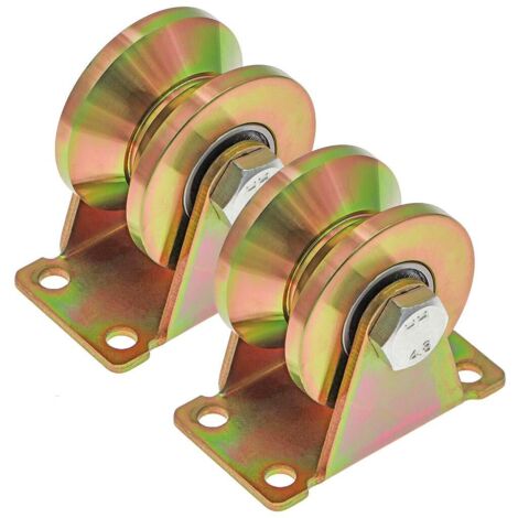 2 Pcs Roue gorge V, roues pour portail coulissant 50mm, roues en acier avec rainure en V, pour portail coulissant,capacité de charge 270kg par roulette