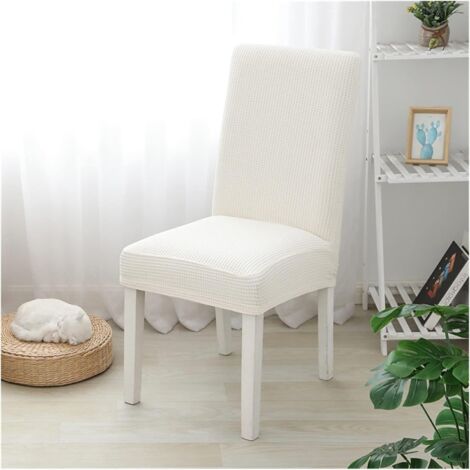 Lot de 4 housses de chaise extensibles pour banquet, cuisine, restaurant - Blanc (1/5)