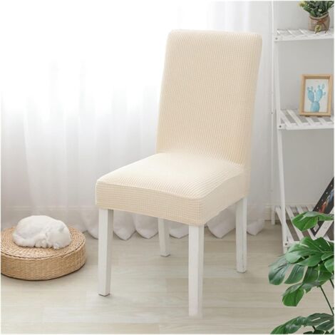 Lot de 4 housses de chaise extensibles pour banquet, cuisine, restaurant - beige (1/5)