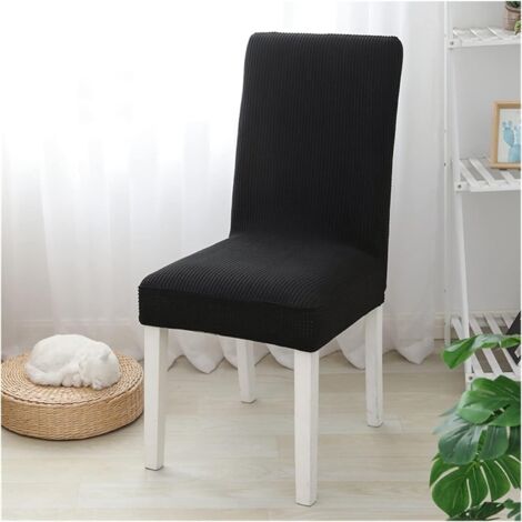Lot de 4 housses de chaise extensibles pour banquet, cuisine, restaurant - noir (1/5)