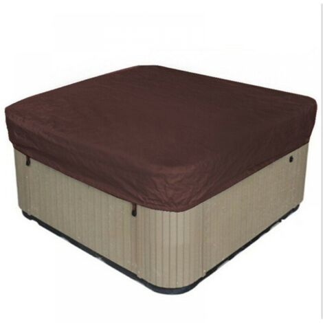 Housse de spa carrée en polyester 210, protection contre la poussière et les UV, imperméable, avec sac de rangement, marron, 207 x 207 x 30 cm (1/3)
