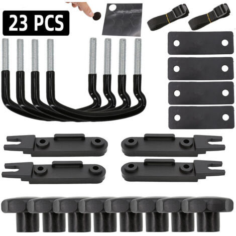 4 pièces en acier galvanisé universel coffre de toit voiture van montage kit de montage coffre de toit U boulons pinces U supports 85mm largeur interne avec 8 contre-écrous (1/5)