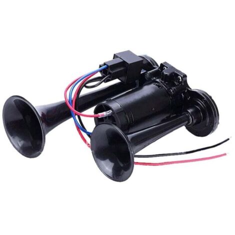 Klaxon double 600 dB, super puissant, avec compresseur, pour voitures, motos, camions, trains et bateaux 12 V (noir) (1/3)
