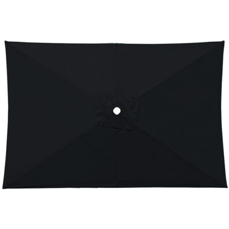 Parasol de remplacement, parasol de jardin rectangulaire, 3 x 2 m, compatible avec 6 baleines (noir) (1/3)