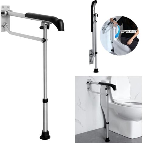 Nannigr Barre d'appui de toilette, main courante de sécurité en alliage d'aluminium, poignées rabattables rabattables, aide à la douche antidérapante, support mural pour toilettes de salle de bain,60c