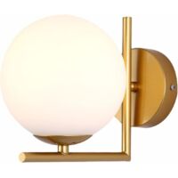 Shmshng – Applique murale globe en verre dorée – Éclairage minimaliste 1 lumière – Compatible ampoules E26/E27 – Installation rapide incluse