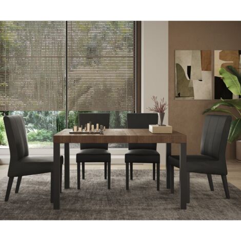 Table à manger moderne bois et pied métal 140cm EZE (1/4)