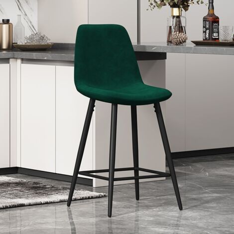 Tabouret de bar en velours vert BOYANA (lot de 2) (1/3)