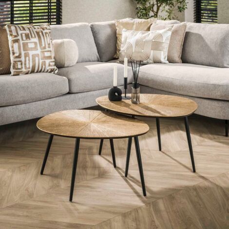 Table basse gigogne organique en métal doré YATO (lot de 2) (1/5)