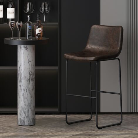 Tabouret de bar design en PU marron foncé MARCIA (lot de 2) (1/5)