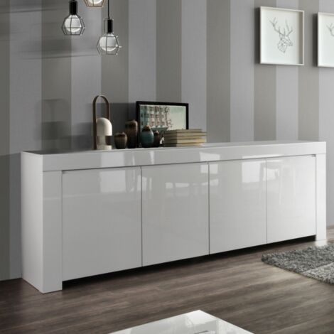 Buffet design 4 portes laqué blanc 210cm APHODITE (1/4)