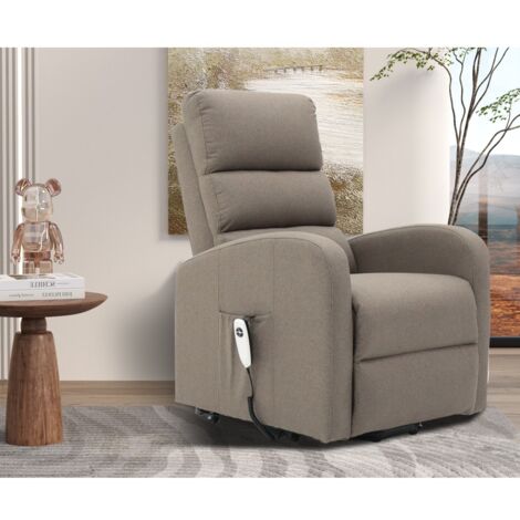Fauteuil électrique releveur moderne en tissu taupe GRASSE (1/5)