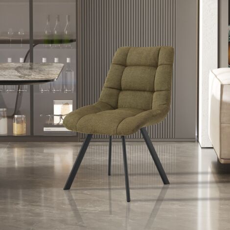 Chaise de salle à manger en tissu vert kaki ZELIE (lot de 2) (1/5)