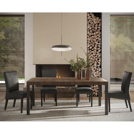 Table à manger moderne bois et pied métal 190cm EZE (1/4)