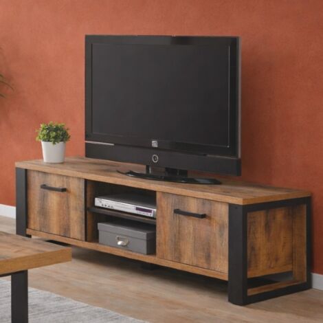 Meuble tv en bois 2 portes-2 niches MONA (1/4)
