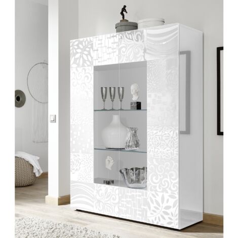 Vitrine moderne laqué blanc 2 portes vitrées SARA