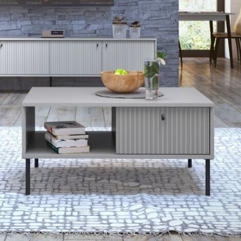 Table basse moderne grise avec tiroir SIMY (1/5)