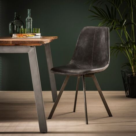 Lot de 4 chaises en PU avec coutures noir ZAGO (1/4)