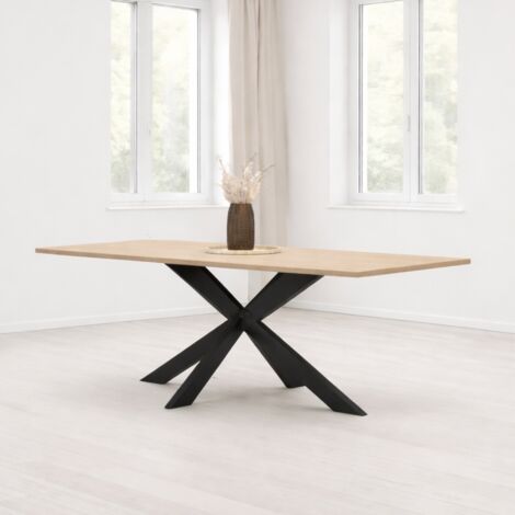 Table à manger moderne pied central coloris beige 180cm EROS (1/4)