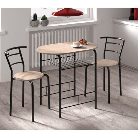 Ensemble table à manger avec 2 chaises noir et bois MAUD (1/5)