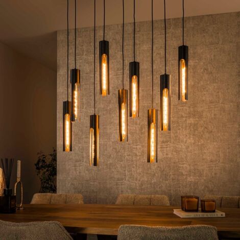 Grande suspension contemporaine en métal 9 lampes AMBRE (1/4)
