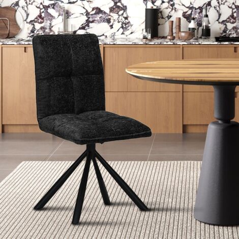 Chaise pivotante en tissu gris foncé KAJA (lot de 2) (1/5)