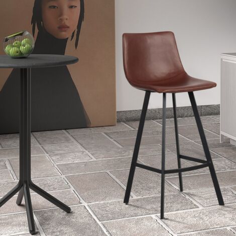 Tabouret de bar en PU marron OSAKA (lot de 2) (1/5)