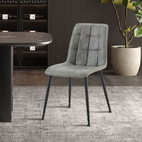 Lot de 4 chaises en PU VINTAGE gris FURAX (1/5)