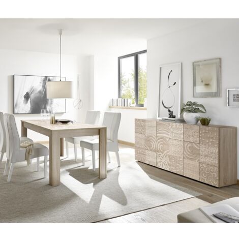 Salle à manger complète moderne en bois SARA (Buffet + Table)