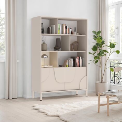 Meuble bibliothèque moderne avec casiers beige EROS (1/5)